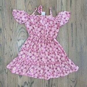 Jenna & Jessie Girls Pink Floral Off The Shoulder Kids Dress Size 10